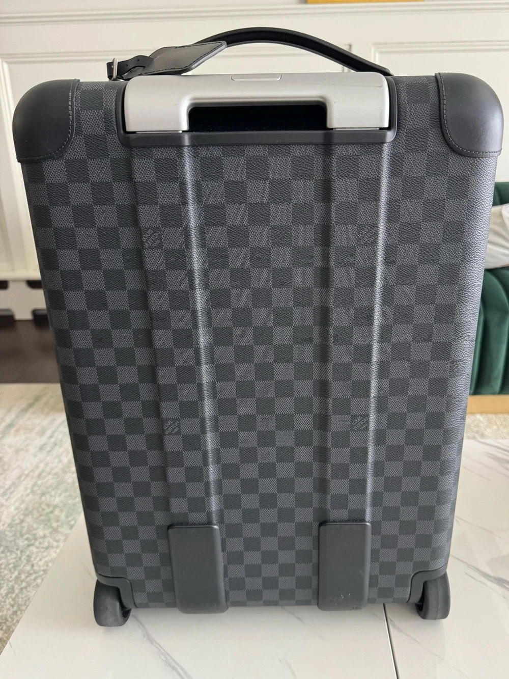 Louis Vuitton black  Checkered Carry-On Bag with Top Handle.
